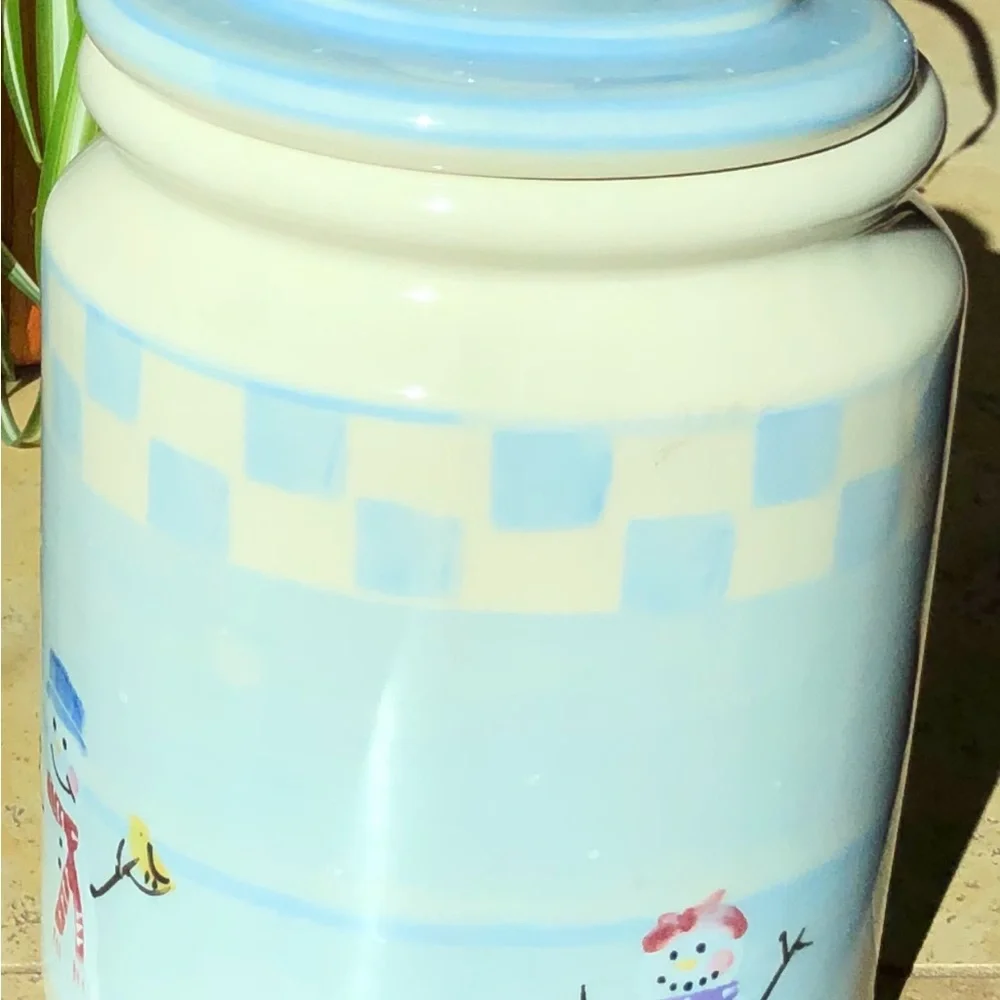 Snow People Cookie Jar Crate&Barrel vintage 3 QT made in USA Hartstone Pottery